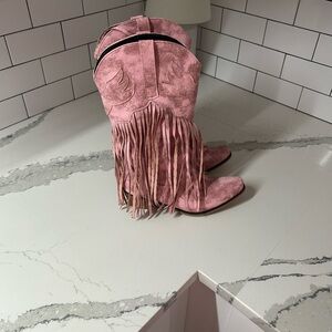 Pink Fringe Cowboy Boots